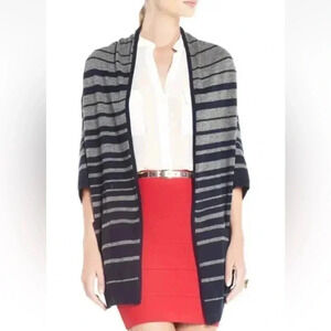 BCBGMAXAZRIA | Gaby Navy & Grey Wool Cashmere Blend Open Front Cardigan Size XS